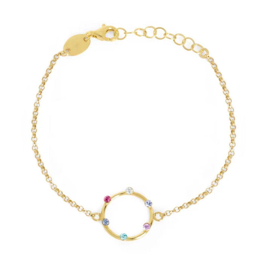 Pulsera Iris Círculo Multicolor en Plata de Ley bañada en Oro 18kt - Victoria Cruz