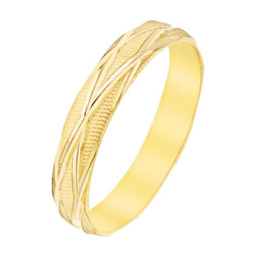 Alianza de Boda Oro 18K 4 mm – Diseño Tallado y Elegancia Atemporal