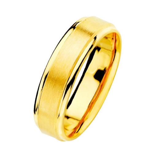  Alianza de boda en Oro de 18K, 5 mm - La armonía ideal entre acabado mate y brillo sofisticado