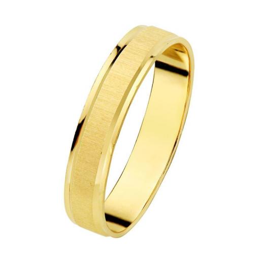  Alianza de Oro Amarillo 18K - Un Encanto de Mate y Brillo en 3.5 mm de Pura Elegancia