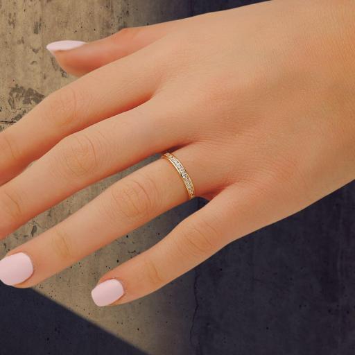 Anillo Alianza Oro Amarillo 18K con Circonitas Redondas [1]