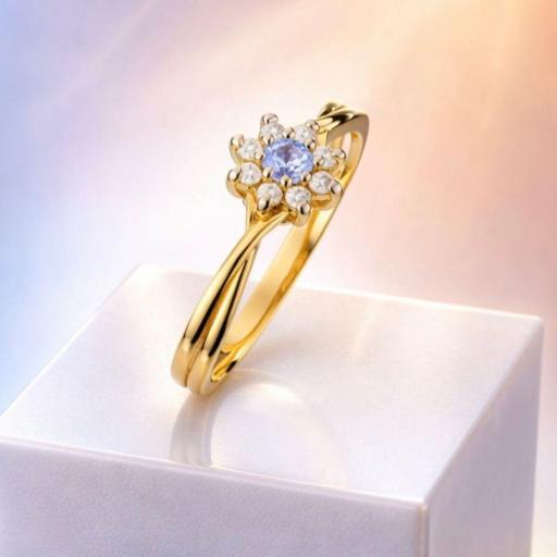 Anillo Amatessa de Oro 14K con Amatista 0,10 ct y Diamantes Naturales [3]