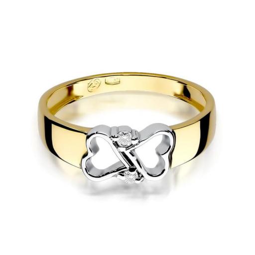 Anillo Andromeda Oro 14K con Diamantes y Corazones Bicolor [1]