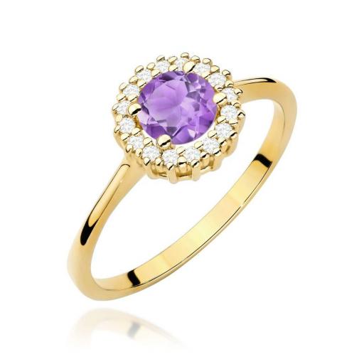 Anillo Aria Amatista 0,50 ct en Oro 14K con Diamantes