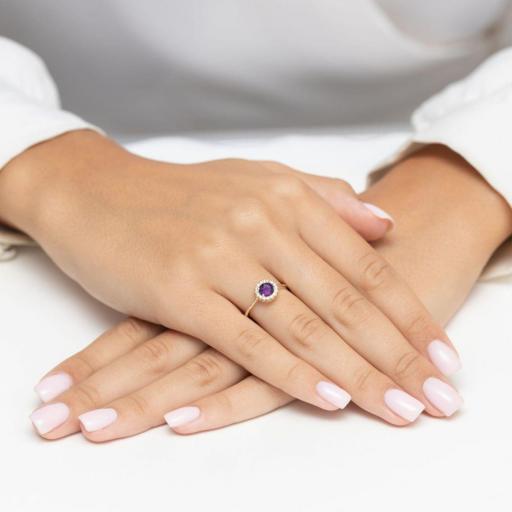 Anillo Aria Amatista 0,50 ct en Oro 14K con Diamantes [3]