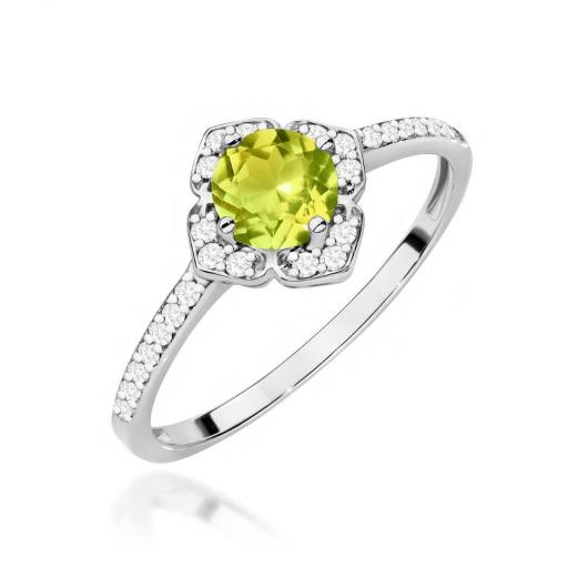 Anillo Avriel Oro Blanco 14K con Peridoto y Diamantes 0,60 ct