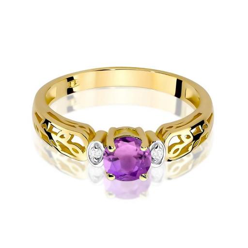 Anillo Celia Amatista 0,50 ct en Oro 14K con Diamantes [1]