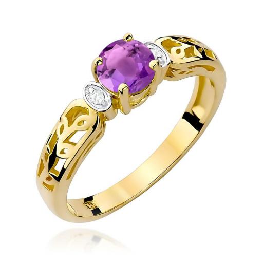 Anillo Celia Amatista 0,50 ct en Oro 14K con Diamantes