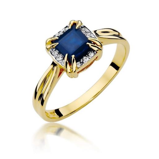 Anillo Charlotte Oro Amarillo 14K con Zafiro 0,70 ct y Diamantes Certificado