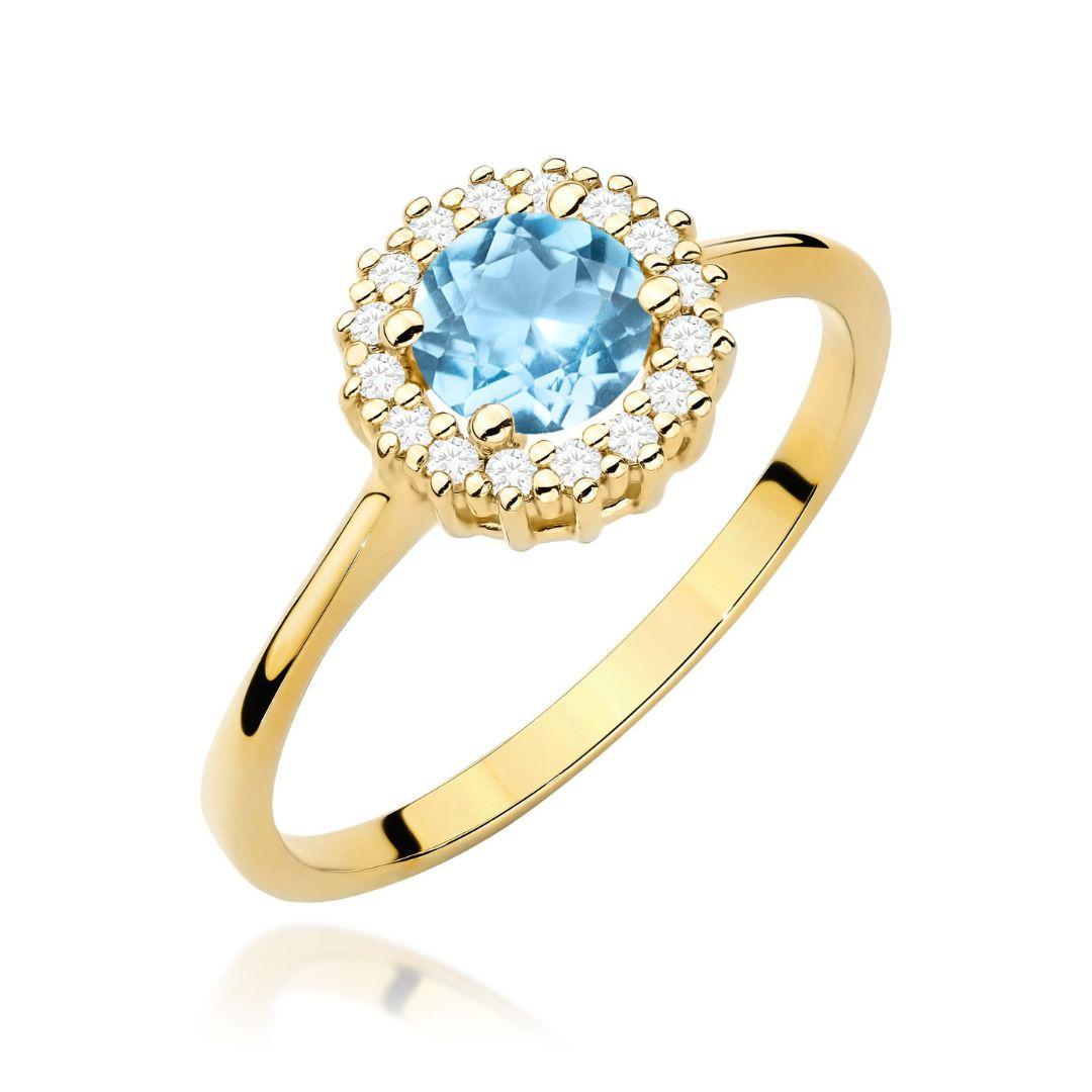 Anillo Clémence Oro Amarillo 14K con Topacio Swiss y Diamantes 0,50 ct