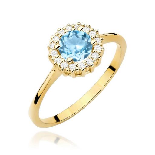 Anillo Clémence Oro Amarillo 14K con Topacio Swiss y Diamantes 0,50 ct