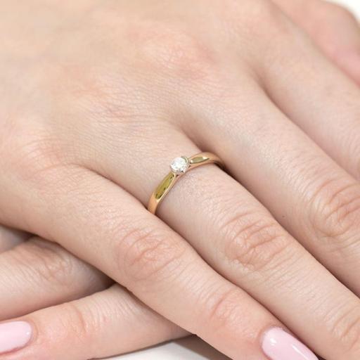 Anillo Eira Diamante 0.10ct Oro 9K Solitario Clásico [3]