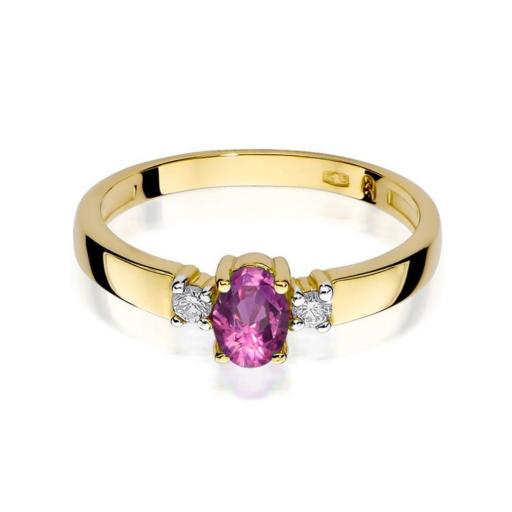 Anillo Élise Oro Amarillo 14K con Zafiro Rosa y Diamantes 0,45 ct Certificado [1]