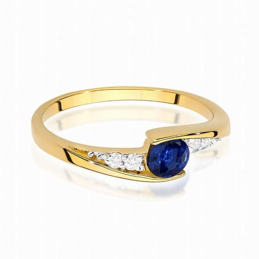 Anillo Élise Oro Amarillo 14K con Zafiro y Diamantes 0,30 ct Certificado [1]