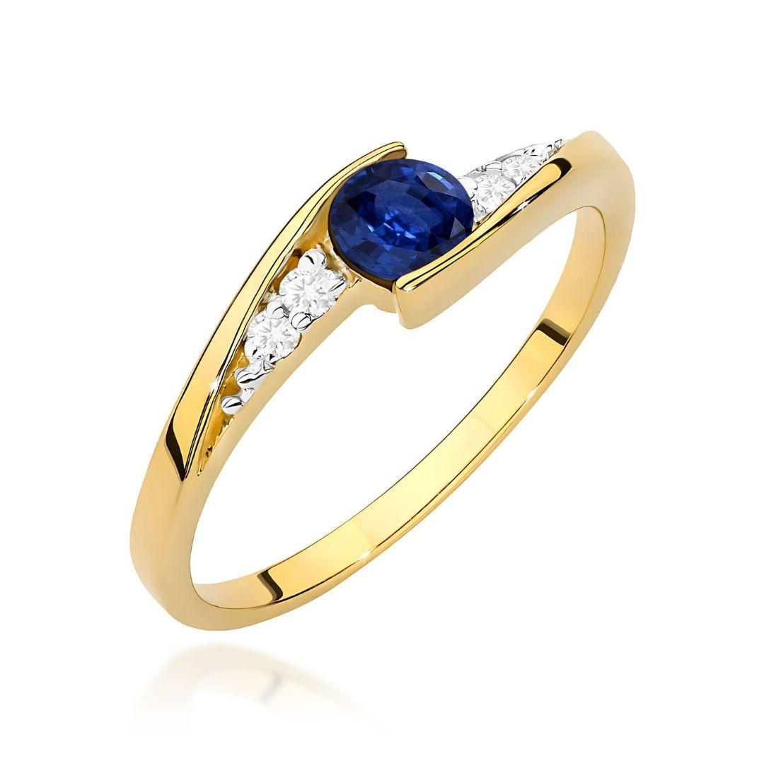 Anillo Élise Oro Amarillo 14K con Zafiro y Diamantes 0,30 ct Certificado