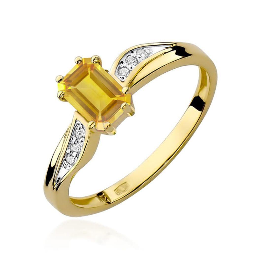 Anillo Élise Oro Amarillo 9K con Citrino y Diamantes 0,60 ct