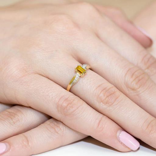 Anillo Élise Oro Amarillo 9K con Citrino y Diamantes 0,60 ct [3]