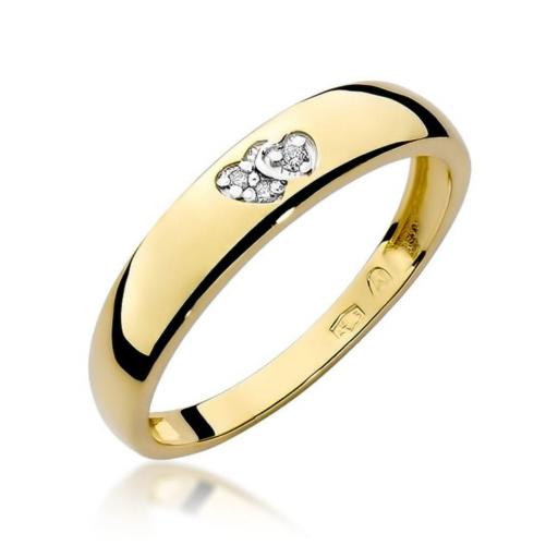 Anillo Evania Oro 14K Doble Corazón con Diamantes