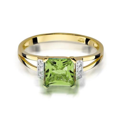 Anillo Fleur Oro Amarillo 9K con Peridoto 1,10 ct y Diamantes [1]