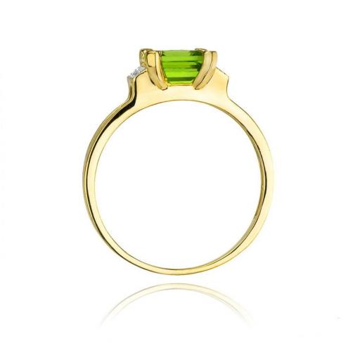 Anillo Fleur Oro Amarillo 9K con Peridoto 1,10 ct y Diamantes [2]