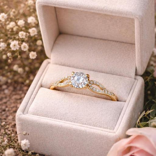 Anillo KIRA de compromiso oro amarillo 18k con circonitas  [2]