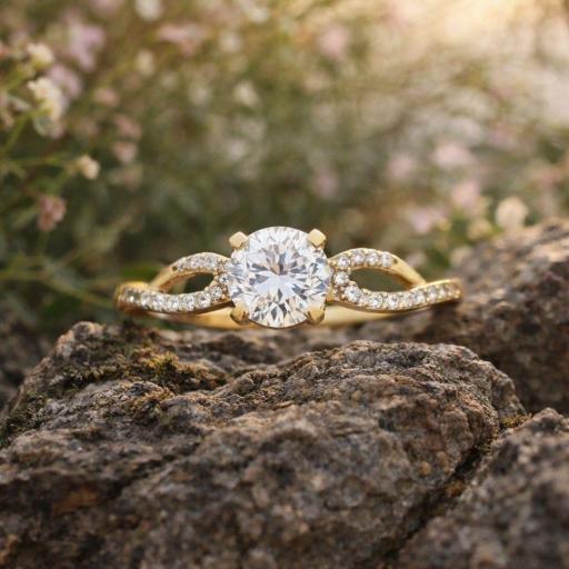 Anillo KIRA de compromiso oro amarillo 18k con circonitas  [1]