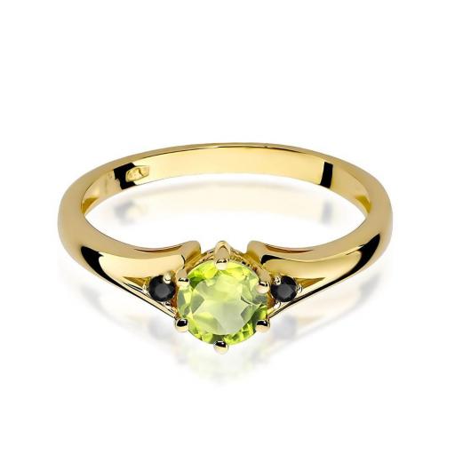 Anillo Lou Oro Amarillo 9K con Peridoto y Diamantes Negros 0,60 ct [1]