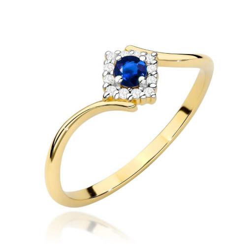 Anillo Nora Oro Amarillo 14K con Zafiro y Diamantes 0,15 ct Certificado