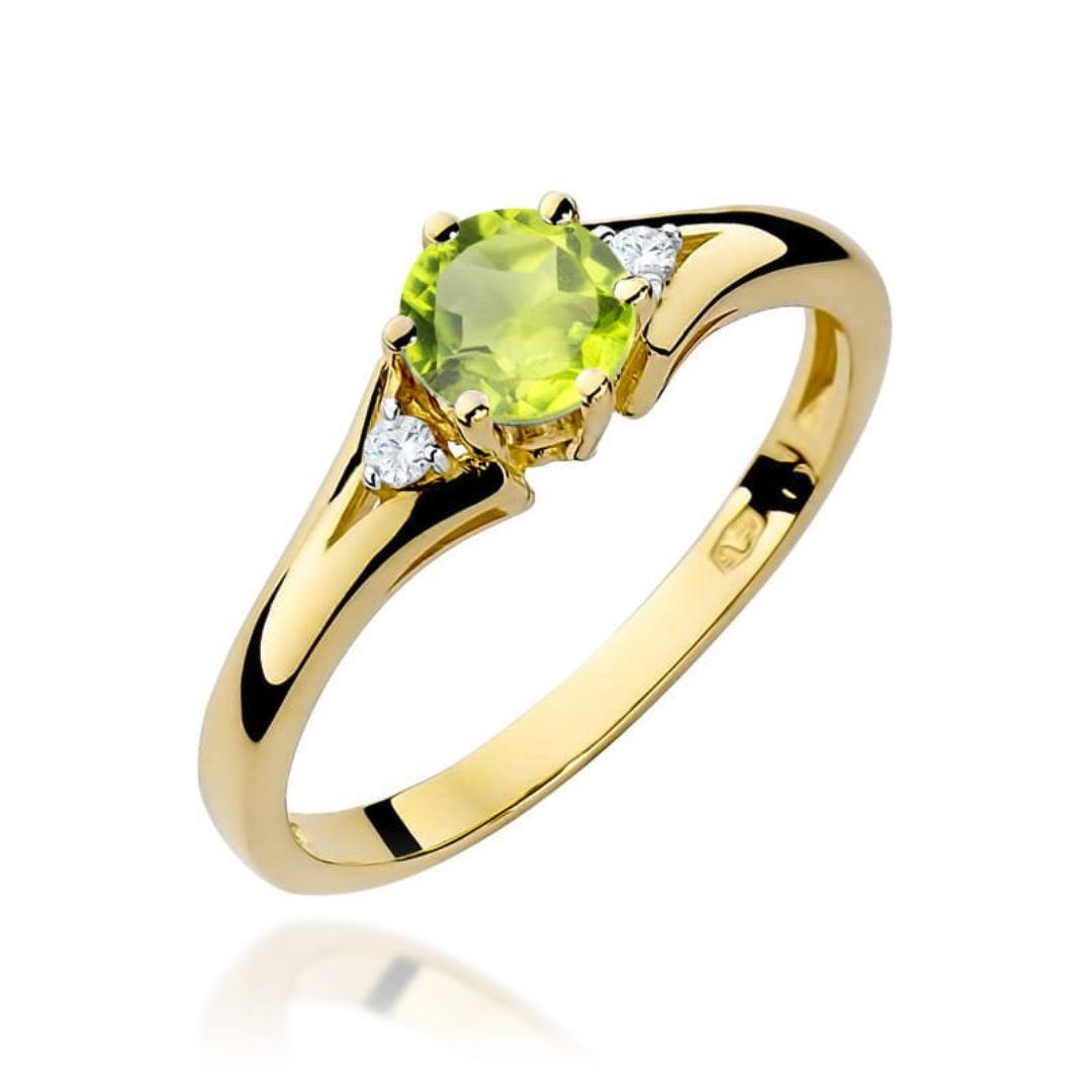 Anillo Nora Oro Amarillo 9K con Peridoto 0,60 ct y Diamantes