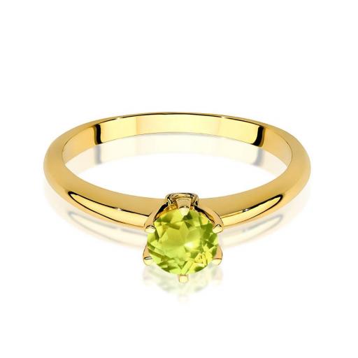 Anillo Olivé Oro Amarillo 14K con Peridoto y Diamantes 0,60 ct [1]