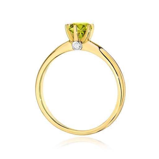 Anillo Olivé Oro Amarillo 14K con Peridoto y Diamantes 0,60 ct [2]