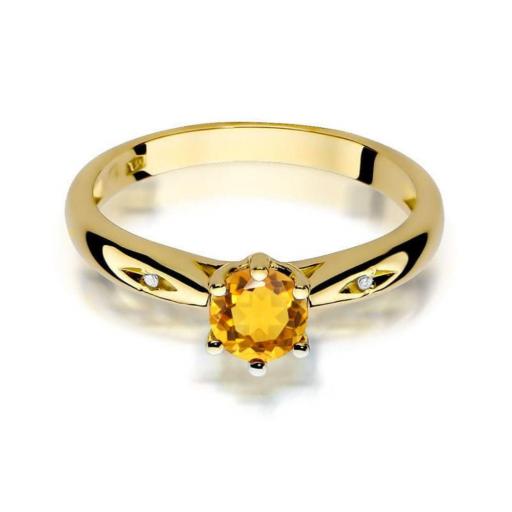 Anillo Olivia Oro Amarillo 9K con Citrino y Diamantes 0,50 ct [1]