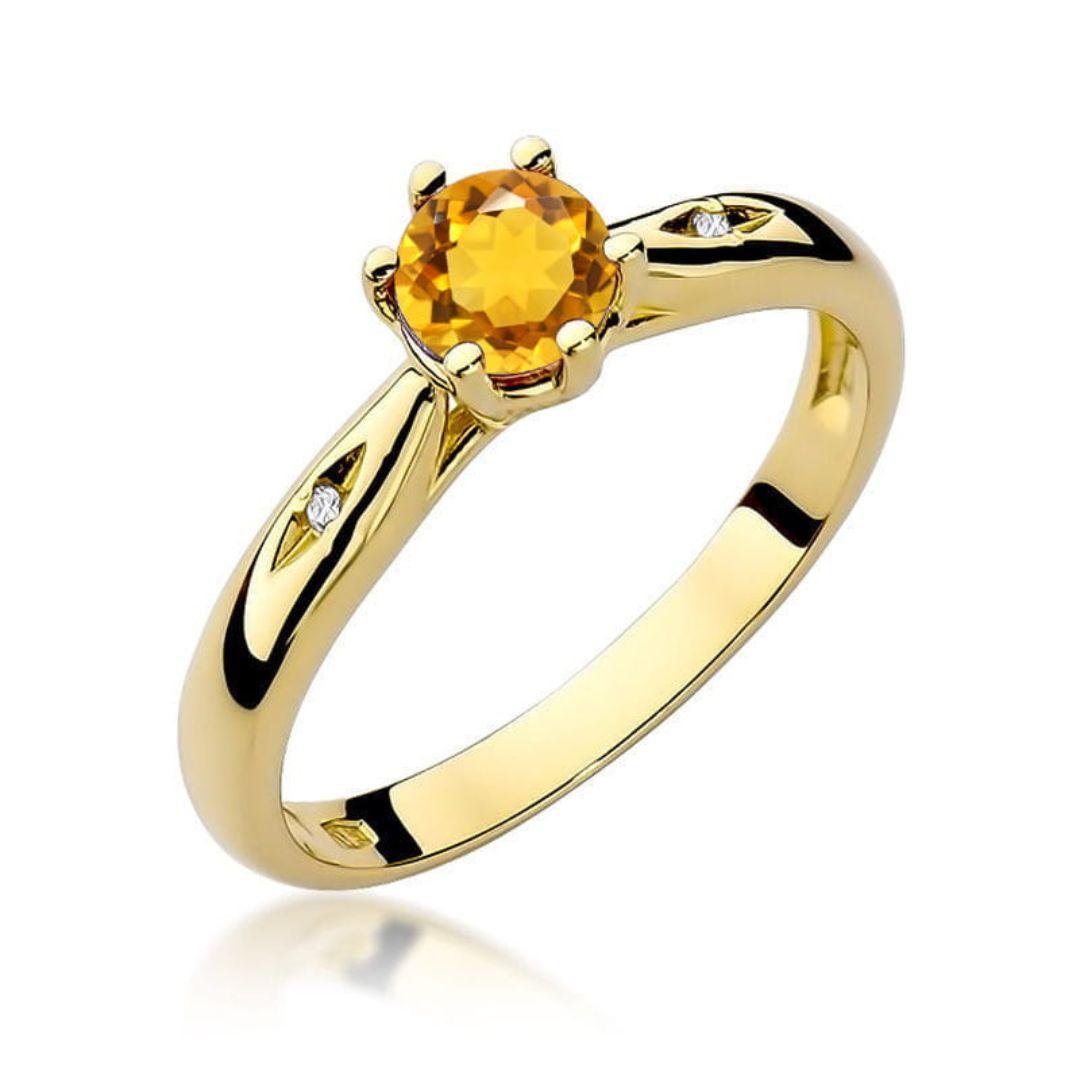 Anillo Olivia Oro Amarillo 9K con Citrino y Diamantes 0,50 ct