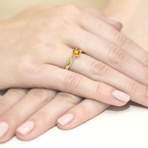 Anillo Olivia Oro Amarillo 9K con Citrino y Diamantes 0,50 ct [3]