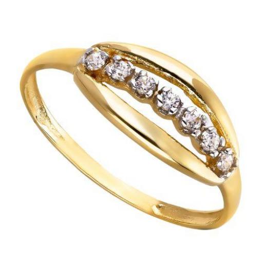 Anillo Oro Amarillo 18K con Carril de Circonitas – Joyería Fina Mujer [0]