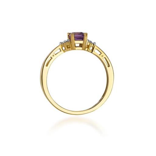 Anillo Ametyst Oro Amarillo 9K con Amatista y Diamantes [2]