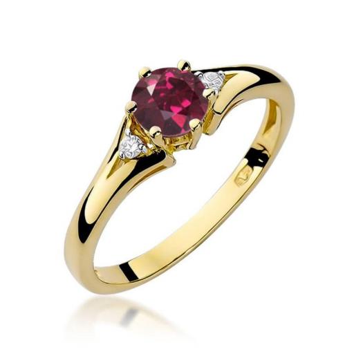 Anillo Seraphine Oro Amarillo 9K con Rodolita y Diamantes 0,60 ct