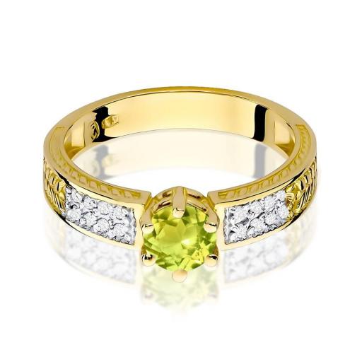 Anillo Silas Oro Amarillo 9K con Peridoto y Diamantes 0,60 ct [1]