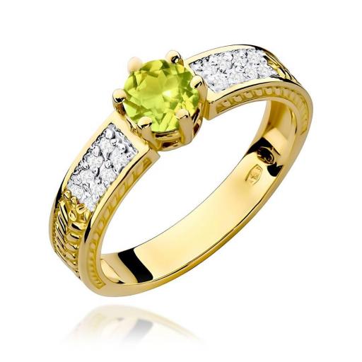 Anillo Silas Oro Amarillo 9K con Peridoto y Diamantes 0,60 ct [0]