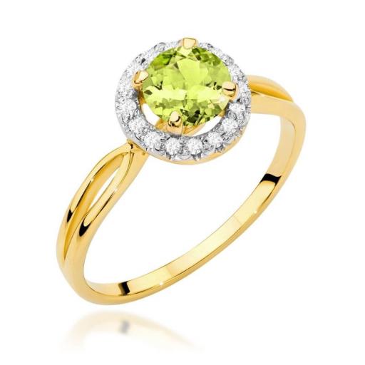 Anillo Silvanus Oro Amarillo 9K con Peridoto y Diamantes 0,90 ct