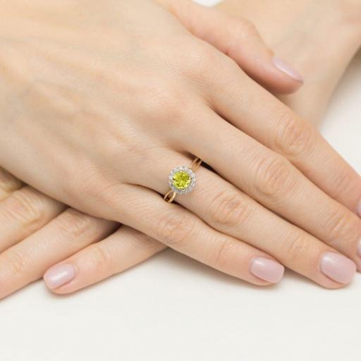 Anillo Silvanus Oro Amarillo 9K con Peridoto y Diamantes 0,90 ct [3]