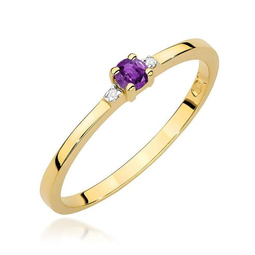 Anillo Vera Amatista 0,10 ct en Oro 14K con Diamantes