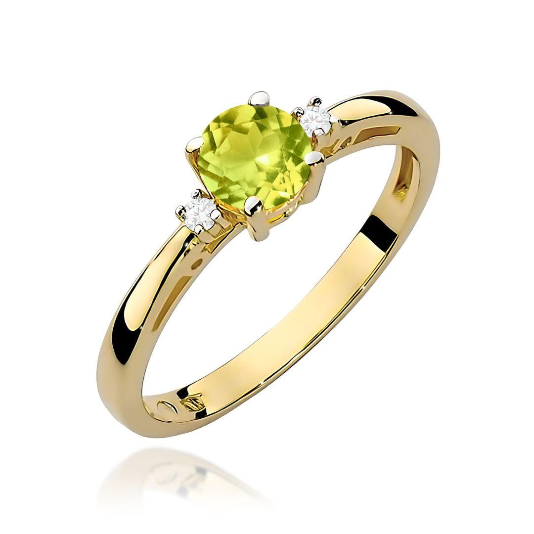 Anillo Xanthe Oro Amarillo 14K con Peridoto y Diamantes 0,60 ct