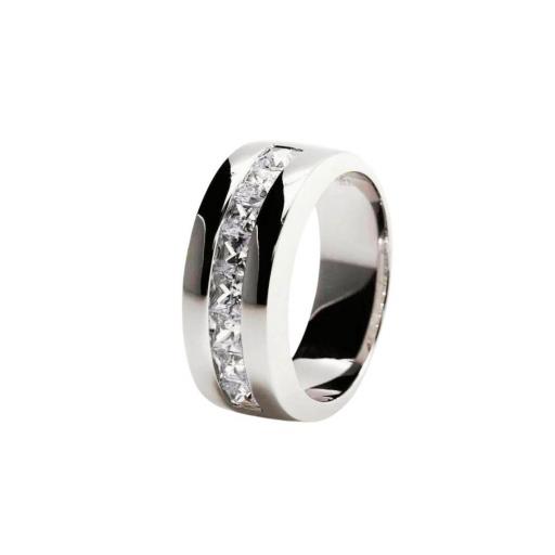 Anillo ancho tipo alianza con circonitas talla princesa 9234