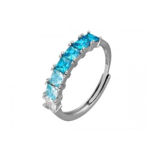 Anillo con cristales azules de plata