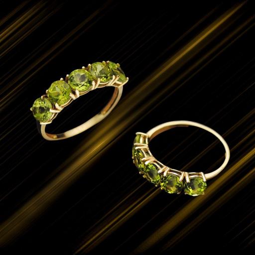 Anillo de Mujer en Oro Amarillo 18k con Olivinas Naturales – Joyería Fina y Elegante [2]
