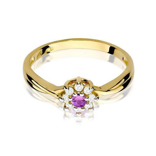 Anillo Amatessa de Oro 14K con Amatista 0,10 ct y Diamantes Naturales [1]