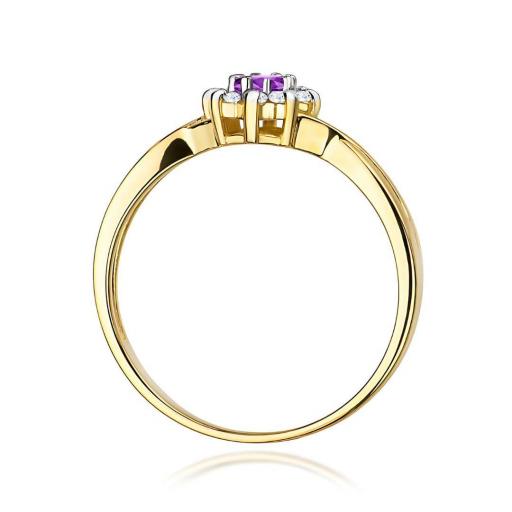 Anillo Amatessa de Oro 14K con Amatista 0,10 ct y Diamantes Naturales [2]