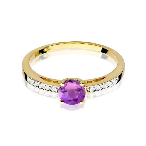 Anillo Lilar de Oro 14K con Amatista 0,50 ct y 10 Diamantes Naturales [1]