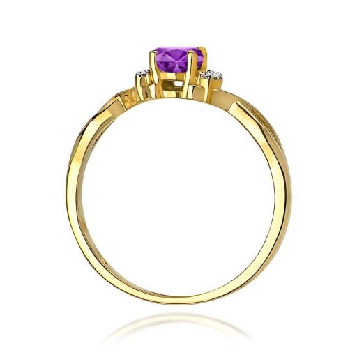 Anillo Violet de Oro 14K con Amatista Oval 0,40 ct y Diamantes Naturales [2]